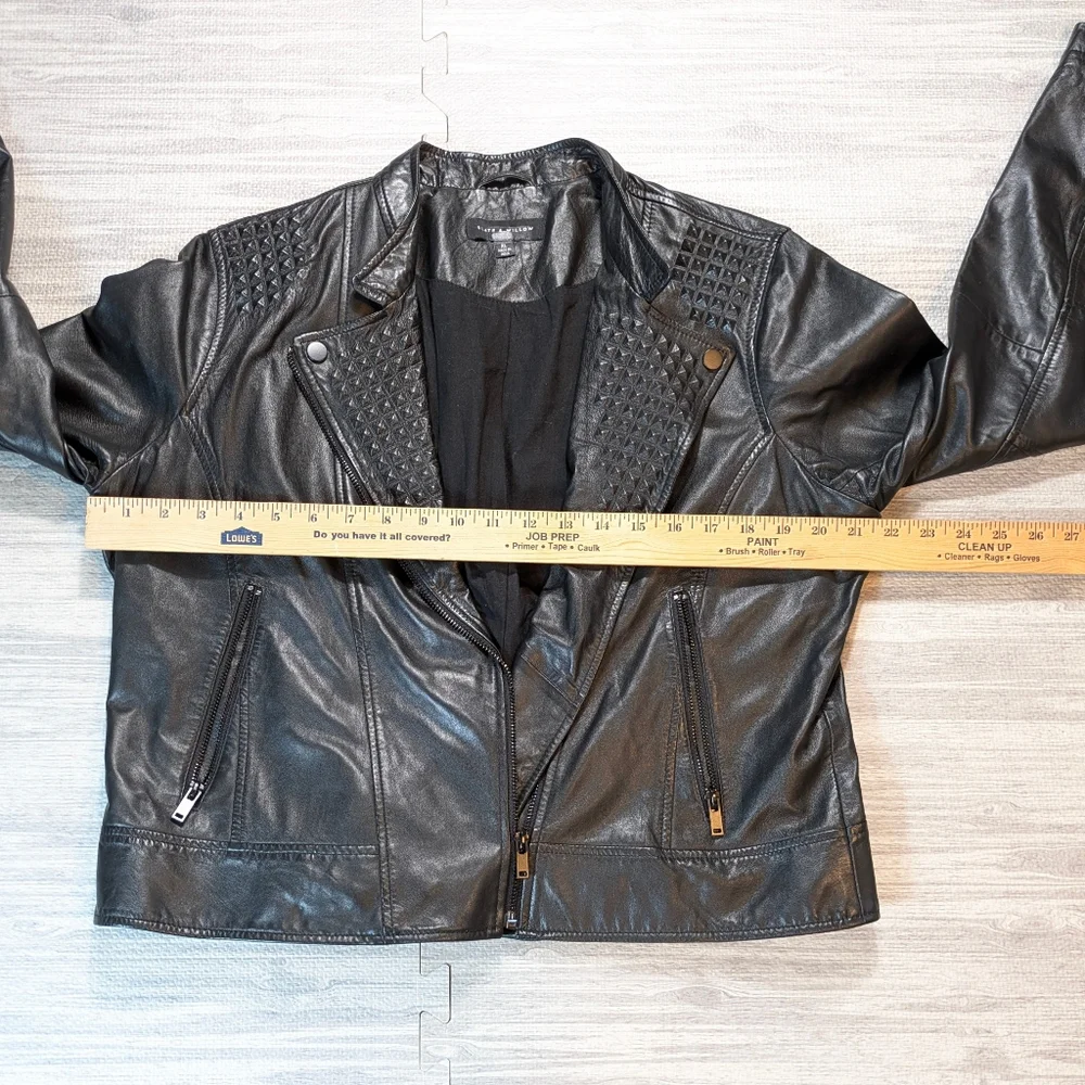 Slate and‎ Willow Women's Black Leather Jacket Textured Moto Chic Sz L